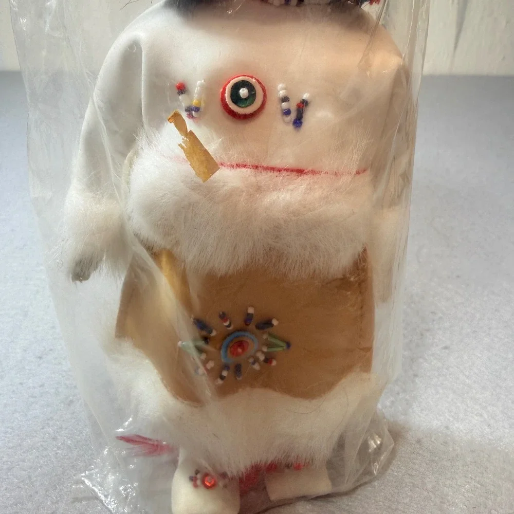Vintage Native American Style Doll Red Bandana White Fur Trim Outfit Tombstone‎